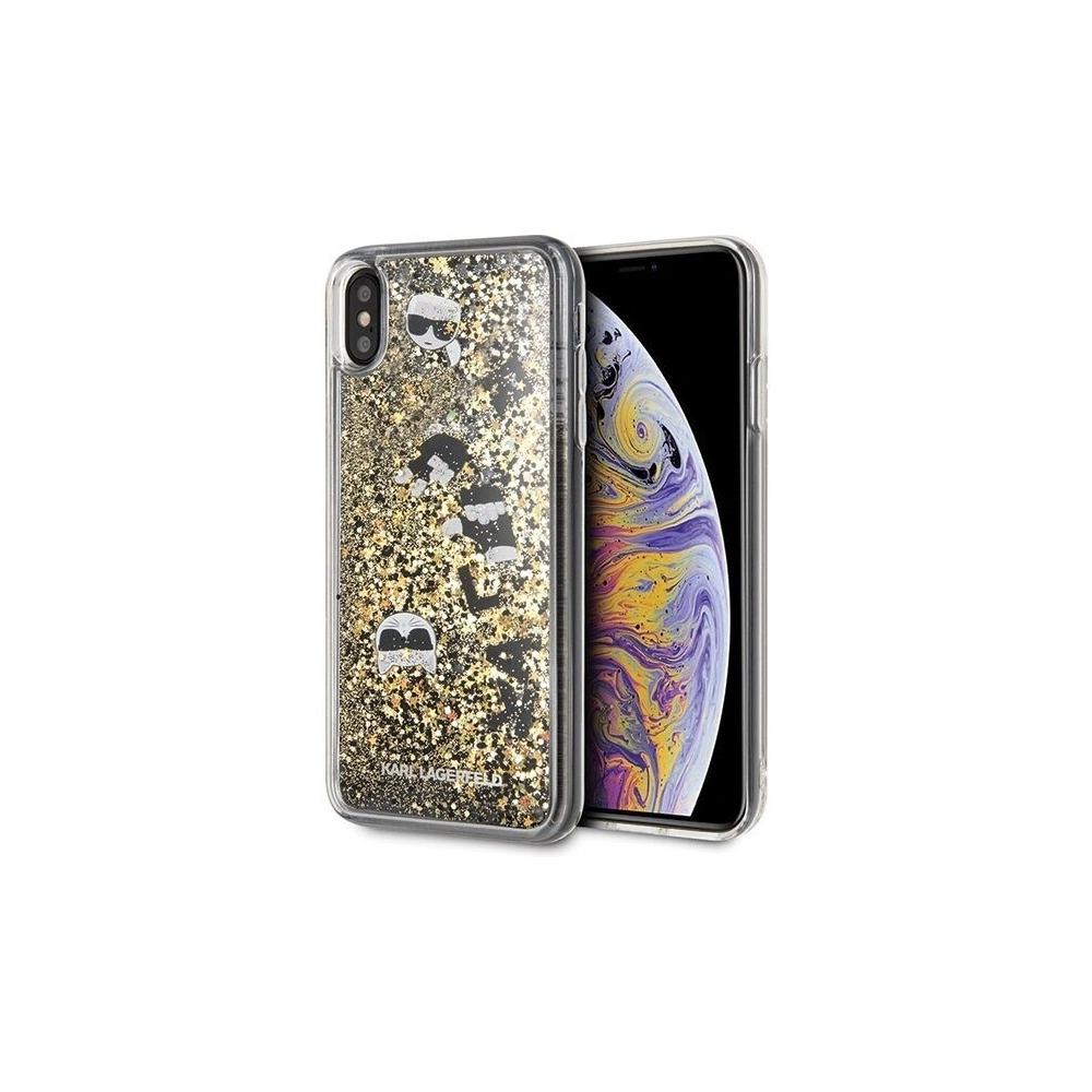 Karl Lagerfeld KLHCI65ROGO iPhone Xs Max czarno-złoty/black & gold hard case Glitter