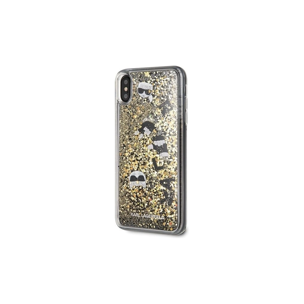 Karl Lagerfeld KLHCI65ROGO iPhone Xs Max czarno-złoty/black & gold hard case Glitter