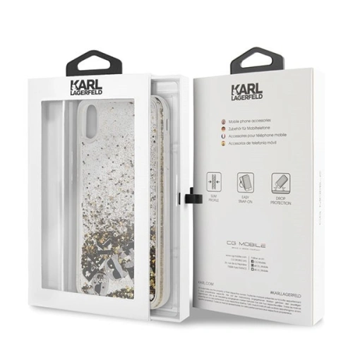 Buy Karl Lagerfeld KLHCI65ROGO iPhone Xs Max black & gold hard case Glitter - KLD053BLKGLD - {ean13} - Home Screen Store Europe