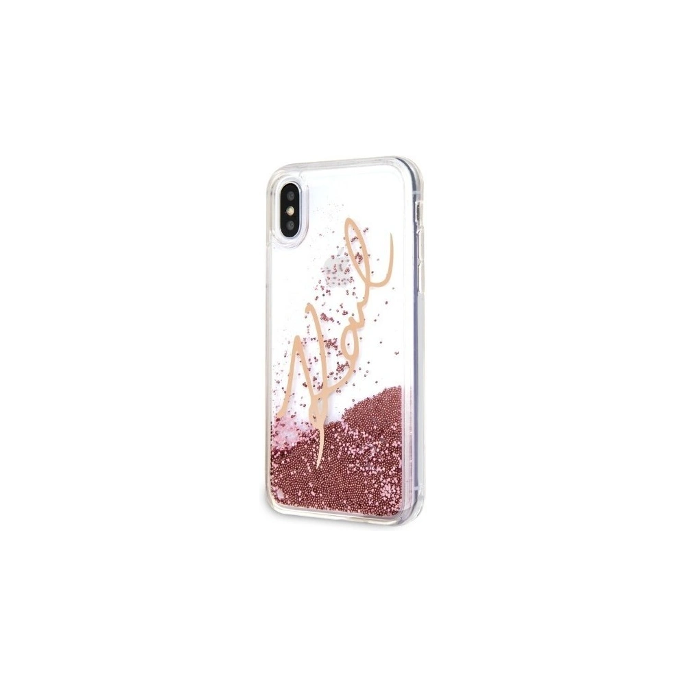 Karl Lagerfeld KLHCI65SGPI iPhone Xs Max różowo-złoty/pink gold hard case Signature Liquid Glitter