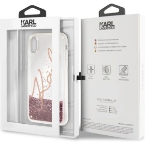 Kup Karl Lagerfeld KLHCI65SGPI iPhone Xs Max różowo-złoty/pink gold hard case Signature Liquid Glitter - KLD054RS - {ean13} - Sklep Home Screen