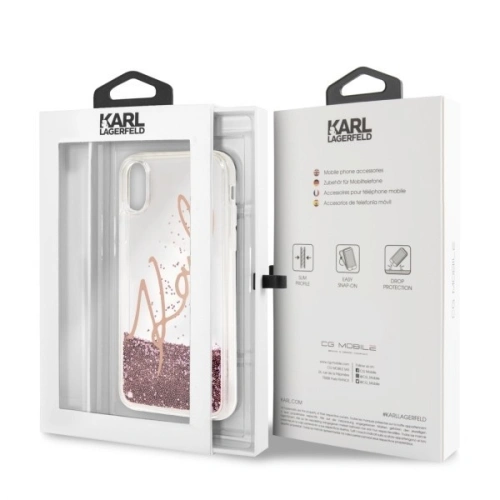 Kup Karl Lagerfeld KLHCI65SGPI iPhone Xs Max růžovo-zlatý/pink gold hard case Signature Liquid Glitter - KLD054RS - {ean13} - Sklep Home Screen