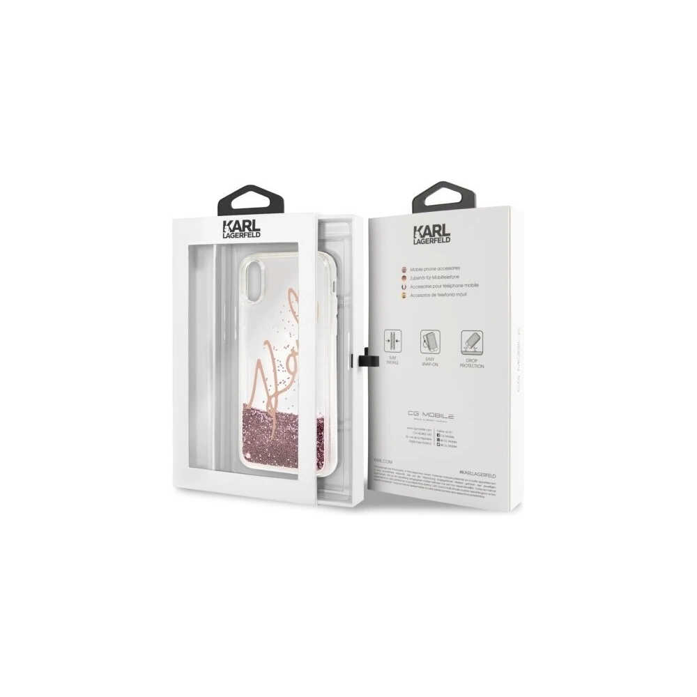 Karl Lagerfeld KLHCI65SGPI iPhone Xs Max różowo-złoty/pink gold hard case Signature Liquid Glitter