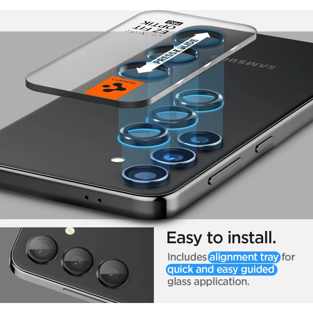 Szkło hartowane na aparat Spigen Optik.tr ez Fit Camera Protector Samsung Galaxy S24+ Plus Black [2 PACK]