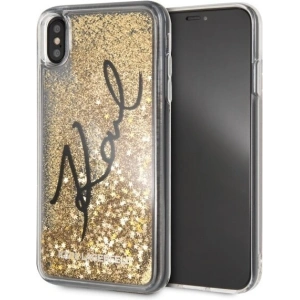 Kup Karl Lagerfeld KLHCI65TRKSIGGO iPhone Xs Max złoty/gold hard case Signature Liquid Glitter Stars - KLD059GLD - {ean13} - Sklep Home Screen