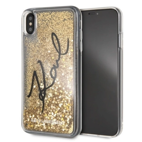 Kup Karl Lagerfeld KLHCI65TRKSIGGO iPhone Xs Max arany/hardveres tok Signature Liquid Glitter Stars - KLD059GLD - {ean13} - Sklep Home Screen