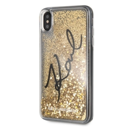 Kup Karl Lagerfeld KLHCI65TRKSIGGO iPhone Xs Max zlatý/gold tvrdý obal Signature Liquid Glitter Stars - KLD059GLD - {ean13} - Sklep Home Screen