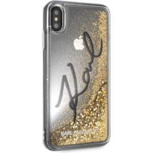Kup Karl Lagerfeld KLHCI65TRKSIGGO iPhone Xs Max złoty/gold hard case Signature Liquid Glitter Stars - KLD059GLD - {ean13} - Sklep Home Screen