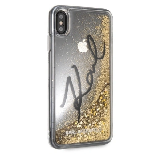 Kup Karl Lagerfeld KLHCI65TRKSIGGO iPhone Xs Max zlatý/gold tvrdý obal Signature Liquid Glitter Stars - KLD059GLD - {ean13} - Sklep Home Screen