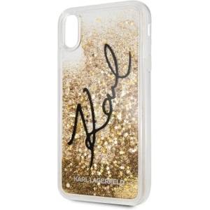 Kup Karl Lagerfeld KLHCI65TRKSIGGO iPhone Xs Max złoty/gold hard case Signature Liquid Glitter Stars - KLD059GLD - {ean13} - Sklep Home Screen
