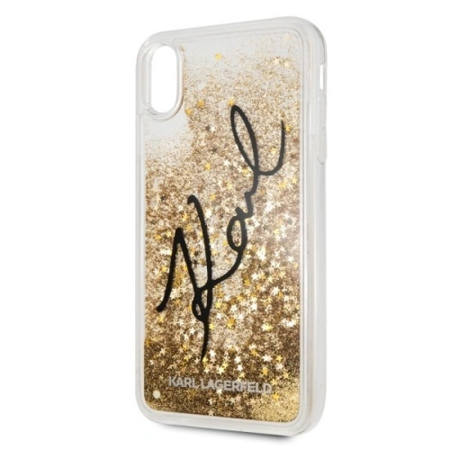 Kup Karl Lagerfeld KLHCI65TRKSIGGO iPhone Xs Max aurie/gold carcasă tare Signature Liquid Glitter Stars - KLD059GLD - {ean13} - Sklep Home Screen