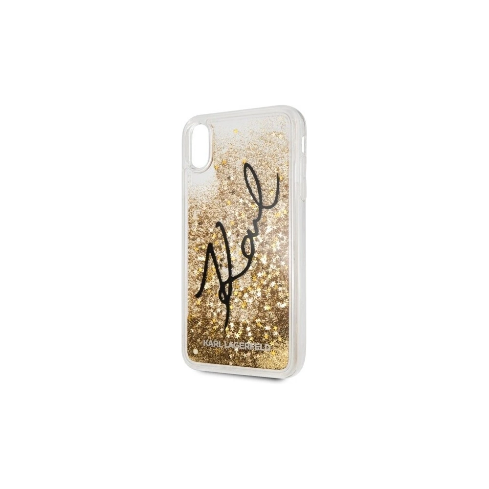 Karl Lagerfeld KLHCI65TRKSIGGO iPhone Xs Max złoty/gold hard case Signature Liquid Glitter Stars