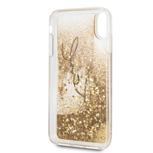 Buy Karl Lagerfeld KLHCI65TRKSIGGO iPhone Xs Max gold hard case Signature Liquid Glitter Stars - KLD059GLD - {ean13} - Home Screen Store Europe