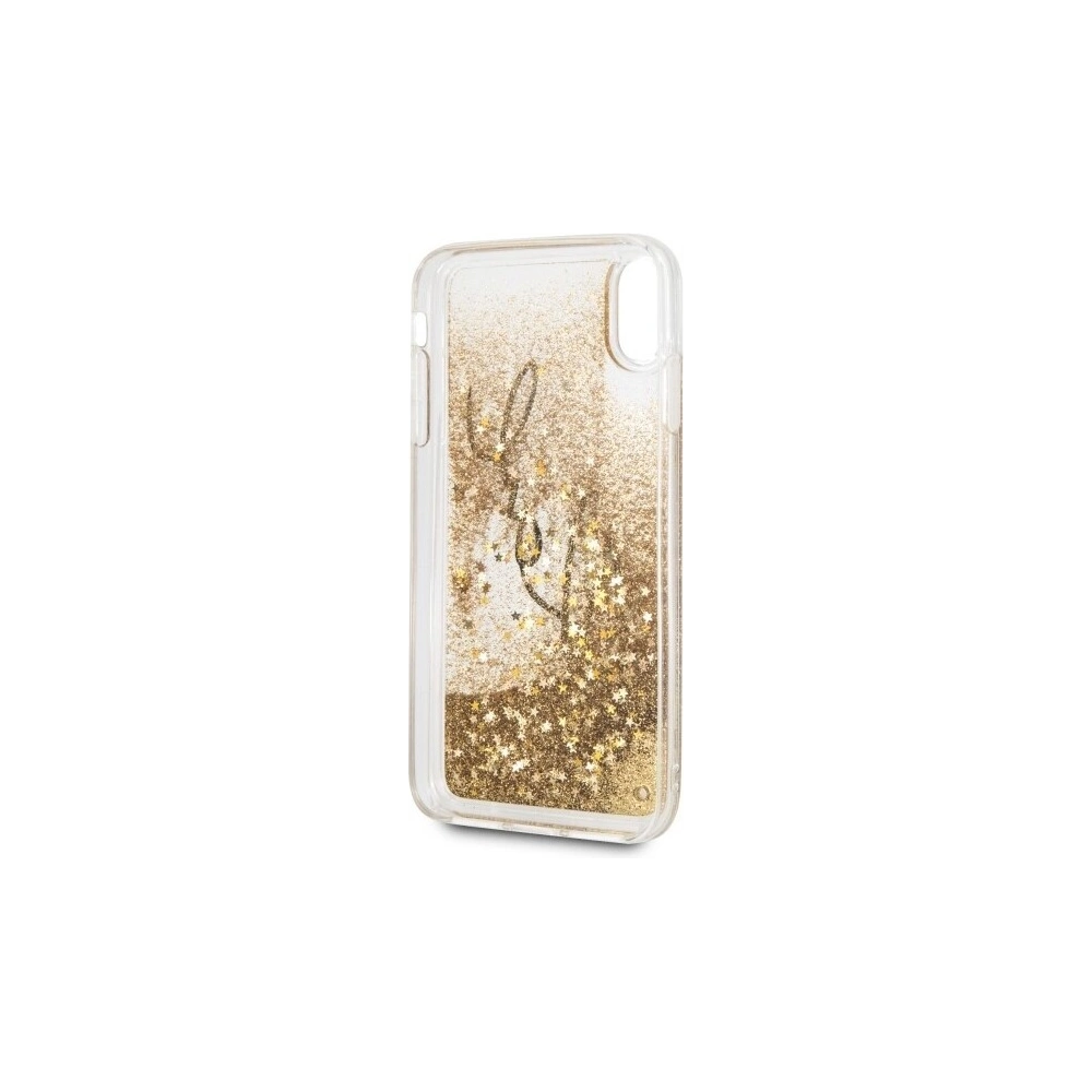 Karl Lagerfeld KLHCI65TRKSIGGO iPhone Xs Max złoty/gold hard case Signature Liquid Glitter Stars