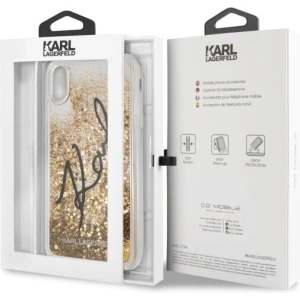 Kup Karl Lagerfeld KLHCI65TRKSIGGO iPhone Xs Max złoty/gold hard case Signature Liquid Glitter Stars - KLD059GLD - {ean13} - Sklep Home Screen