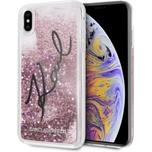 Kup Karl Lagerfeld KLHCI65TRKSIGPI iPhone Xs Max różowy/pink hard case Signature Liquid Glitter Stars - KLD060PNK - {ean13} - Sklep Home Screen