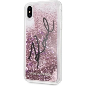Kup Karl Lagerfeld KLHCI65TRKSIGPI iPhone Xs Max różowy/pink hard case Signature Liquid Glitter Stars - KLD060PNK - {ean13} - Sklep Home Screen