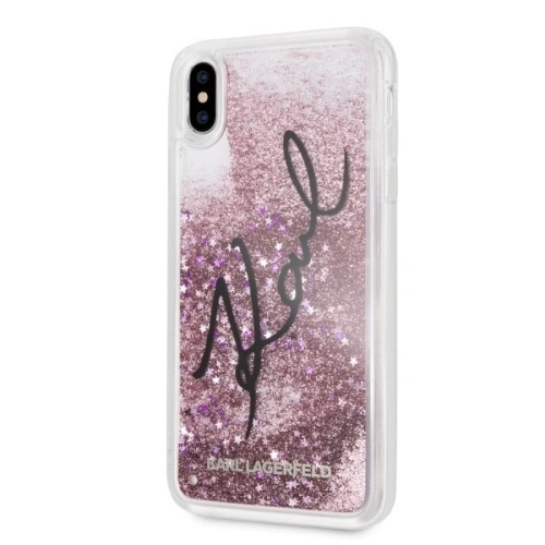 Kup Karl Lagerfeld KLHCI65TRKSIGPI iPhone Xs Max różowy/pink hard case Signature Liquid Glitter Stars - KLD060PNK - {ean13} - Sklep Home Screen