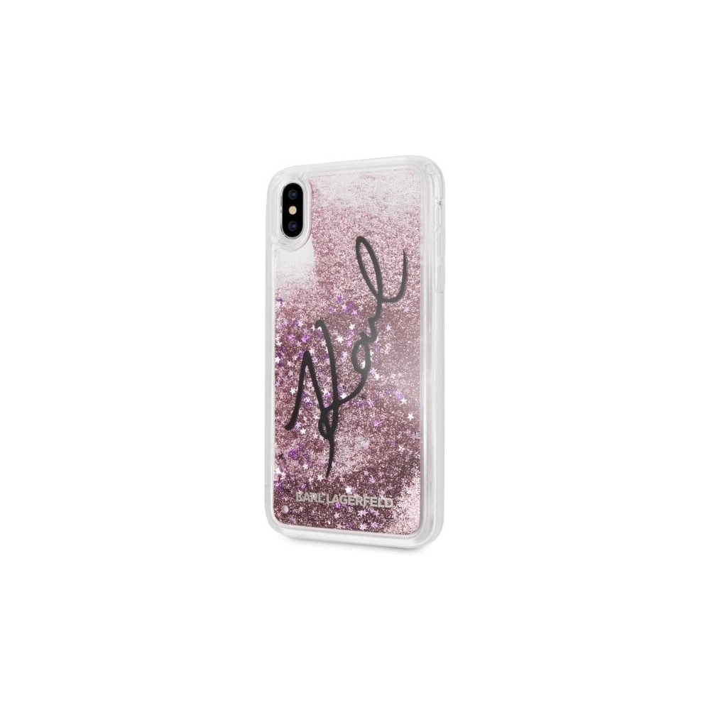 Karl Lagerfeld KLHCI65TRKSIGPI iPhone Xs Max różowy/pink hard case Signature Liquid Glitter Stars