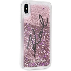 Kup Karl Lagerfeld KLHCI65TRKSIGPI iPhone Xs Max różowy/pink hard case Signature Liquid Glitter Stars - KLD060PNK - {ean13} - Sklep Home Screen