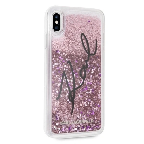 Kup Karl Lagerfeld KLHCI65TRKSIGPI iPhone Xs Max rózsaszín/pink kemény tok Signature Liquid Glitter Stars - KLD060PNK - {ean13} - Sklep Home Screen