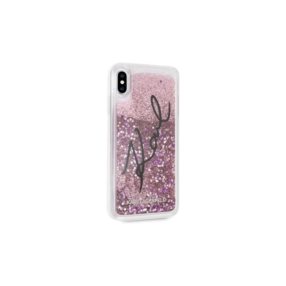 Karl Lagerfeld KLHCI65TRKSIGPI iPhone Xs Max różowy/pink hard case Signature Liquid Glitter Stars