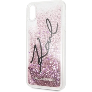 Kup Karl Lagerfeld KLHCI65TRKSIGPI iPhone Xs Max różowy/pink hard case Signature Liquid Glitter Stars - KLD060PNK - {ean13} - Sklep Home Screen