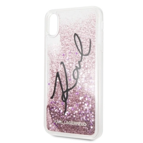 Kup Karl Lagerfeld KLHCI65TRKSIGPI iPhone Xs Max rózsaszín/pink kemény tok Signature Liquid Glitter Stars - KLD060PNK - {ean13} - Sklep Home Screen