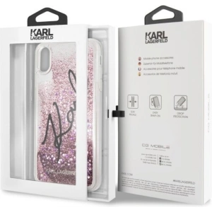 Kup Karl Lagerfeld KLHCI65TRKSIGPI iPhone Xs Max różowy/pink hard case Signature Liquid Glitter Stars - KLD060PNK - {ean13} - Sklep Home Screen