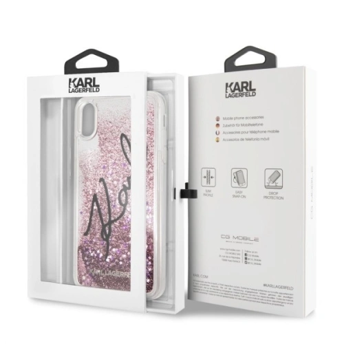 Kup Karl Lagerfeld KLHCI65TRKSIGPI iPhone Xs Max rozie/pink hard case Signature Liquid Glitter Stars - KLD060PNK - {ean13} - Sklep Home Screen