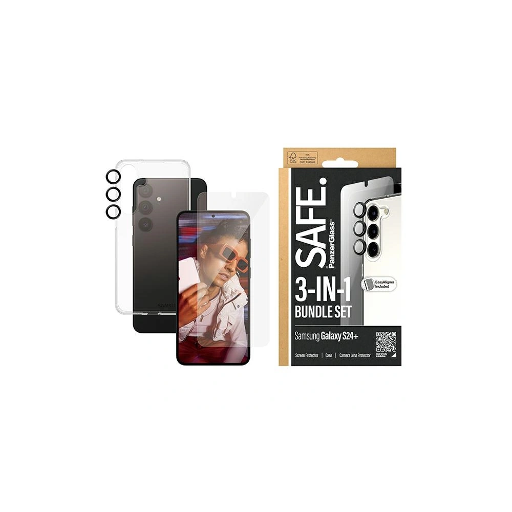 Zestaw SAFE by PanzerGlass Samsung Galaxy S24+ Plus Bundle 3in1 Hardcase + Screen Protector + Camera Lens