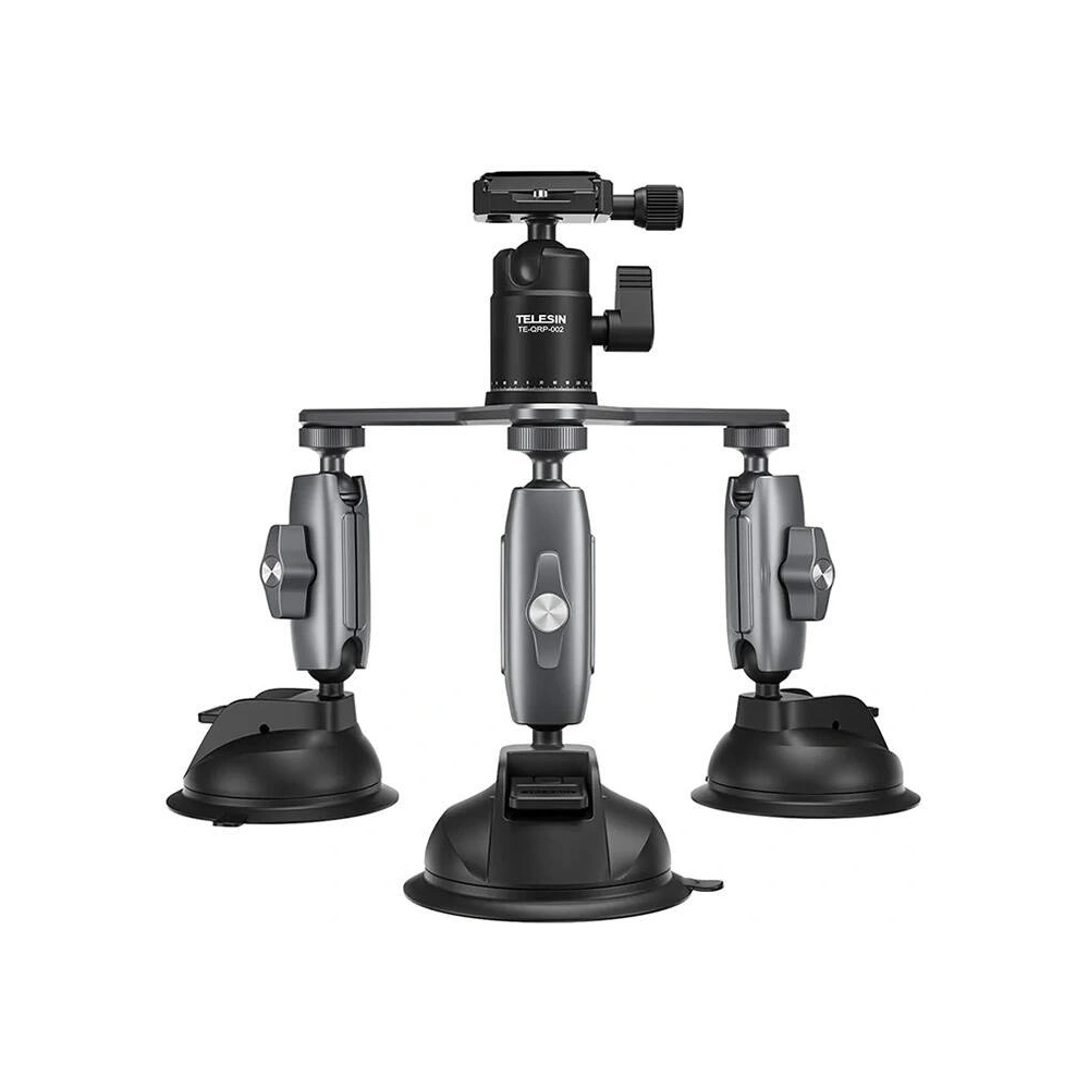 Trójramienny uchwyt z przyssawką Telesin do telefonów i kamer sportowych