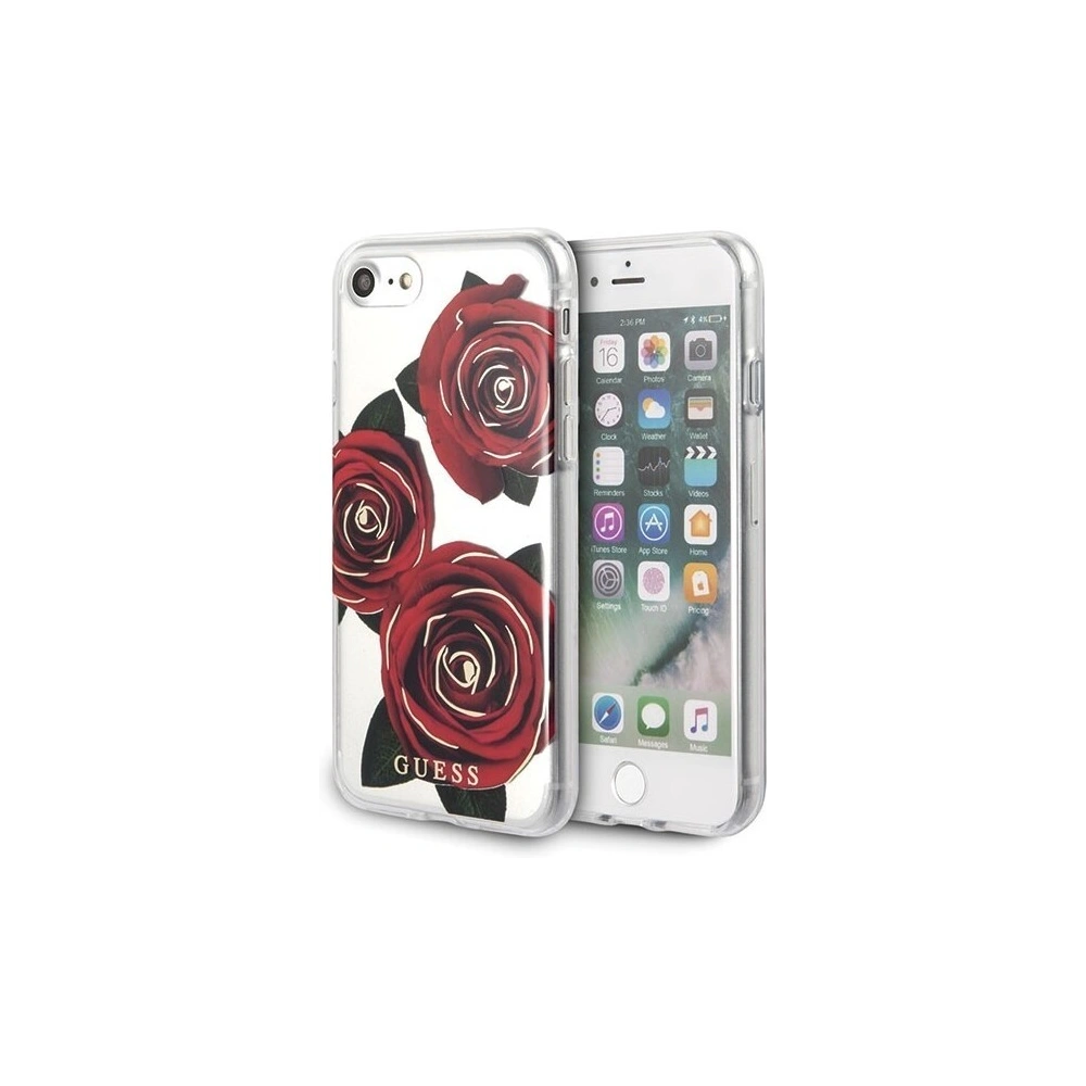 Etui Guess GUHCI8ROSTR Apple iPhone SE 2022/SE 2020/8/7 transpa rent  hard case Flower Desire red rose