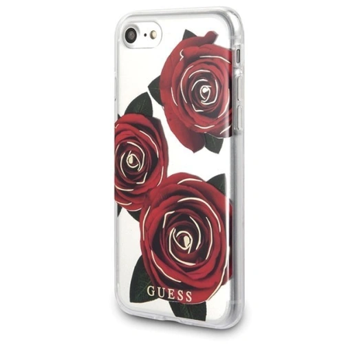 Kup Guess Apple Tasche GUHCI8ROSTR iPhone SE 2022/SE 2020/8/7 transpa rent Hartschalenetui Flower Desire rot rose - GUE141RED - {ean13} - Sklep Home Screen
