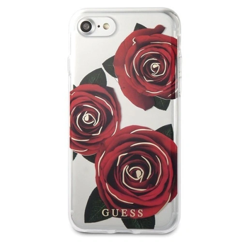 Kup Guess Apple Tasche GUHCI8ROSTR iPhone SE 2022/SE 2020/8/7 transpa rent Hartschalenetui Flower Desire rot rose - GUE141RED - {ean13} - Sklep Home Screen