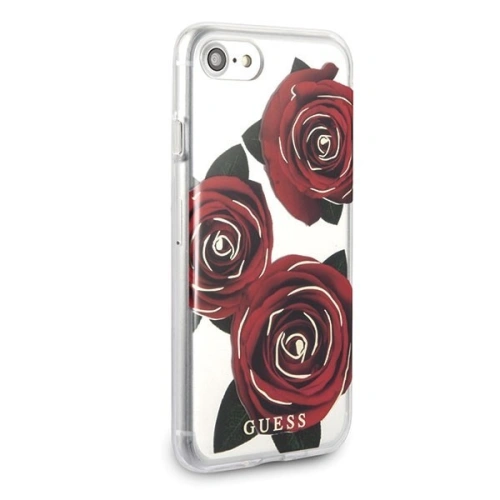 Kup Guess Apple Tasche GUHCI8ROSTR iPhone SE 2022/SE 2020/8/7 transpa rent Hartschalenetui Flower Desire rot rose - GUE141RED - {ean13} - Sklep Home Screen