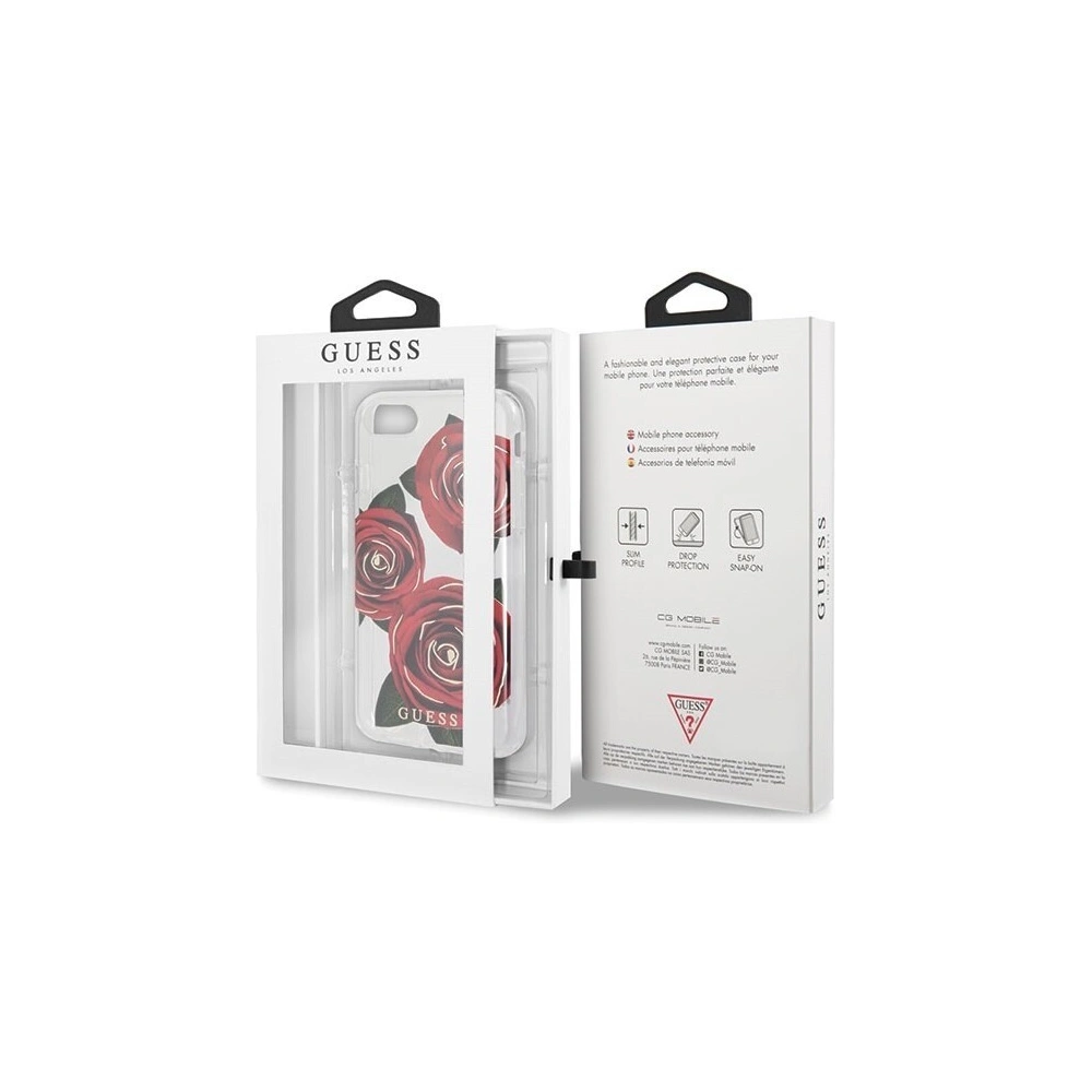 Etui Guess GUHCI8ROSTR Apple iPhone SE 2022/SE 2020/8/7 transpa rent  hard case Flower Desire red rose