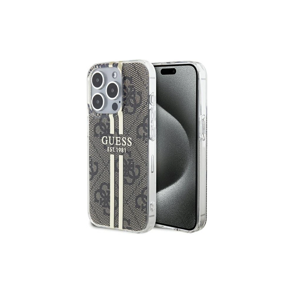 Etui Guess GUHCP15LH4PSEGW Apple iPhone 15 Pro hardcase IML 4G Gold Stripe brązowy/brown