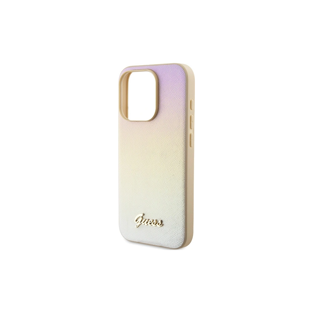 Etui Guess GUHCP15LPSAIRSD Apple iPhone 15 Pro hardcase Saffiano Iridescent Script złoty/gold