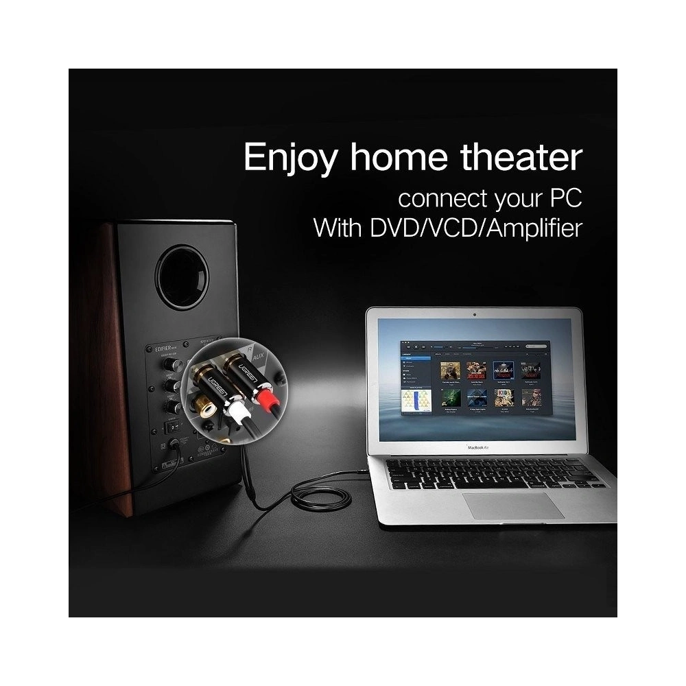 Przewód 3,5mm Jack do 2RCA (Cinch) UGREEN 1m