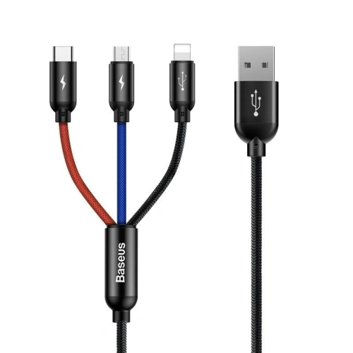 Kup Kabel USB Baseus 3w1 USB-C / Lightning / Micro 3A 1,2m (černý) - BSU622BLK - {ean13} - Sklep Home Screen