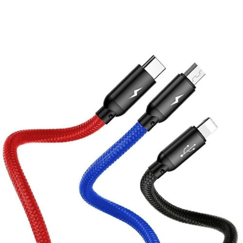 Kup Kabel USB Baseus 3w1 USB-C / Lightning / Micro 3A 1,2m (czarny) - BSU622BLK - {ean13} - Sklep Home Screen