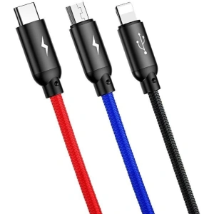 Kup USB kábel Baseus 3w1 USB-C / Lightning / Micro 3A 1,2m ( fekete) - BSU622BLK - {ean13} - Sklep Home Screen