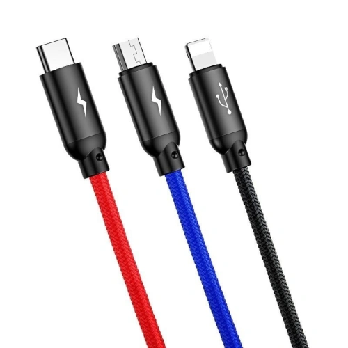 Kup Kabel USB Baseus 3w1 USB-C / Lightning / Micro 3A 1,2m (czarny) - BSU622BLK - {ean13} - Sklep Home Screen