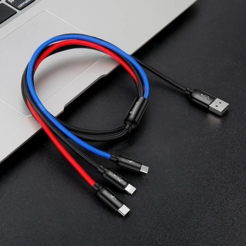 Kup Kabel USB Baseus 3w1 USB-C / Lightning / Micro 3A 1,2m (czarny) - BSU622BLK - {ean13} - Sklep Home Screen