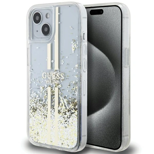 Kup Etui Guess GUHCP15MLFCSEGT Apple iPhone 15 Plus / 14 Plus hardcase Liquid Glitter Gold Stripes transparent - GUE3190 - {ean13} - Sklep Home Screen