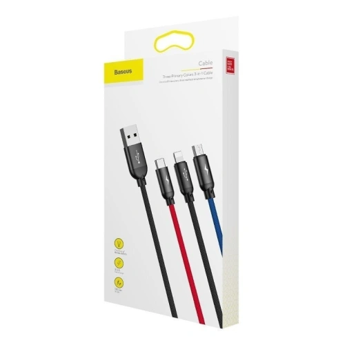 Kup Kabel USB Baseus 3w1 USB-C / Lightning / Micro 3A 1,2m (czarny) - BSU622BLK - {ean13} - Sklep Home Screen