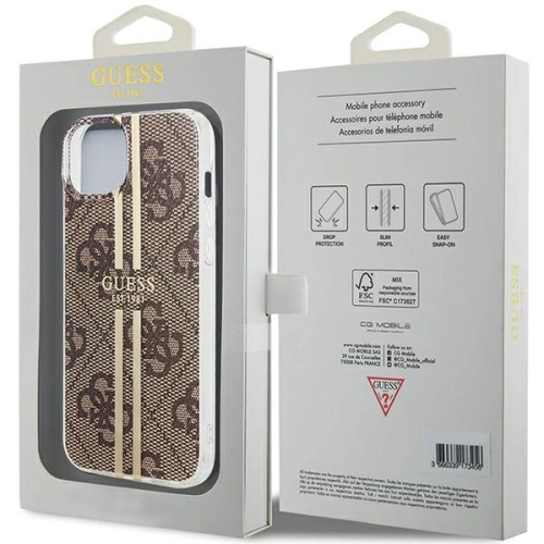 Kup Etui Guess GUHCP15SH4PSEGW Apple iPhone 15 / 14 / 13 hardcase IML 4G Gold Stripe brązowy/brown - GUE3193 - {ean13} - Sklep Home Screen
