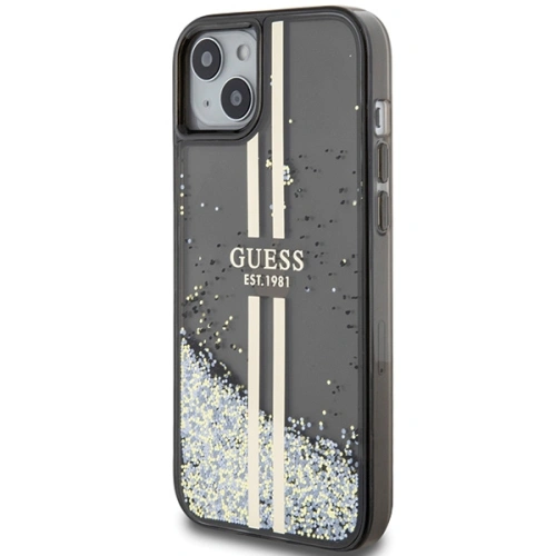Kup Etui Guess GUHCP15SLFCSEGK Apple iPhone 15 / 14 / 13 hardcase Liquid Glitter Gold Stripes czarny/black - GUE3194 - {ean13} - Sklep Home Screen