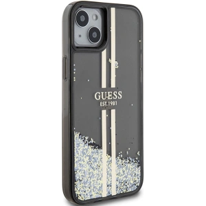 Buy Guess GUHCP15SLFCSEGK Apple iPhone 15 / 14 / 13 hardcase Liquid Glitter Gold Stripes black - GUE3194 - {ean13} - Home Screen Store Europe